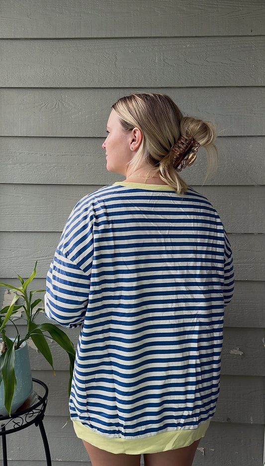 Drift Away Pullover - Blue Stripe