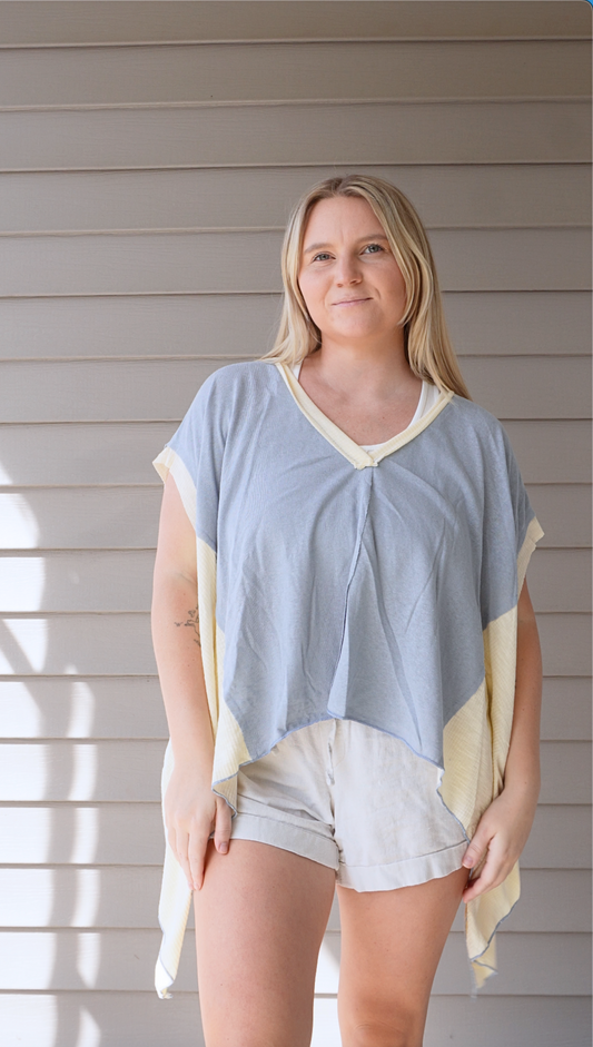 Pigeon Top - blue/cream